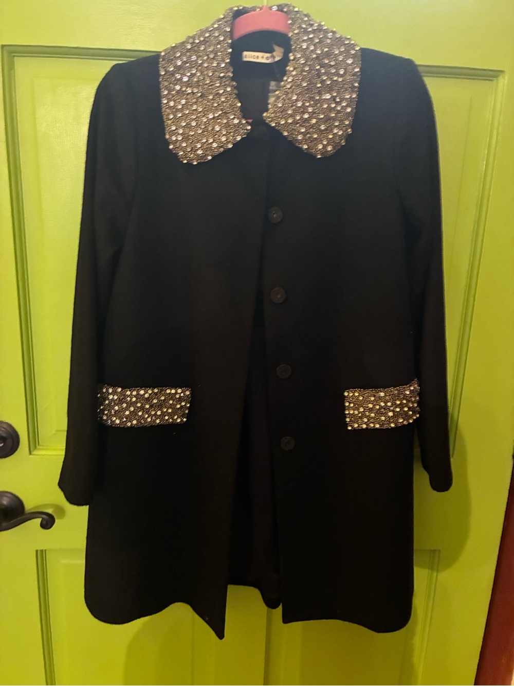 Alice + Olivia Iris Embellished Wool and
Cashmere Blend Coat